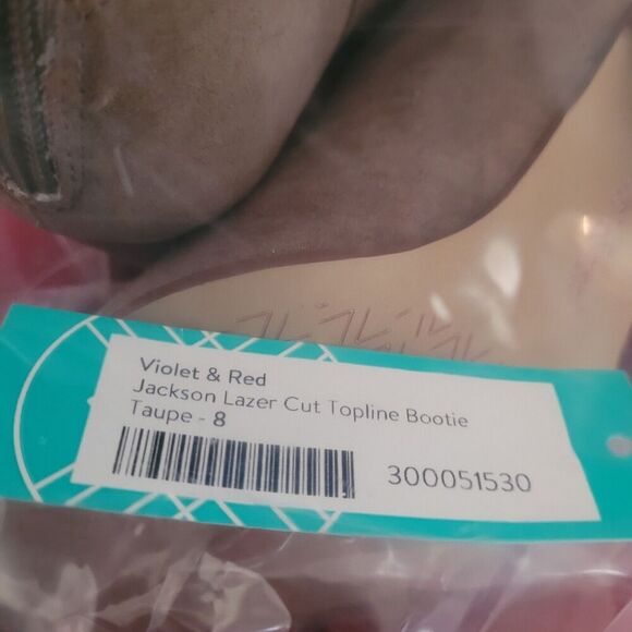NEW Violet & Red Womens Jackson Lazer Cut Topline Booties tan taupe Size US 8 - Picture 8 of 8